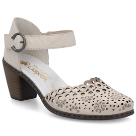Sandali in pelle femminile sul Rieker 40902-60 Beige Post
