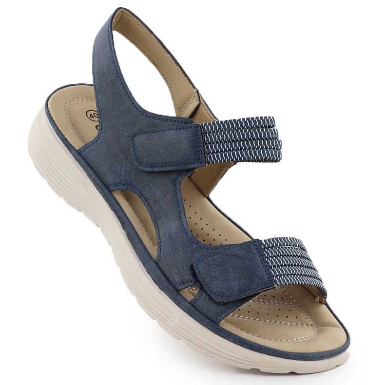 Sandali da donna sulla piattaforma comoda blu navy evento 8874
