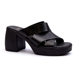 Zazoo 40373 Infradito in pelle con blocco, Nero