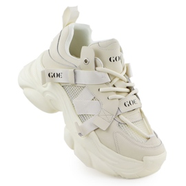 GOE Sneaker in pelle su una slassa suola beige da donna beige rr2n4051