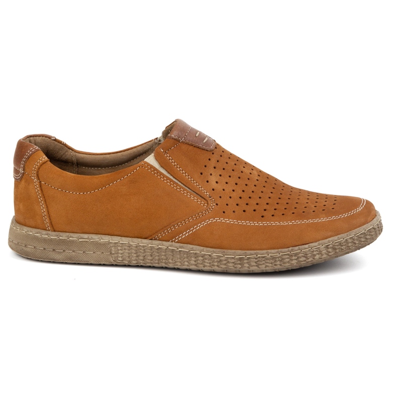 KOMODO Scarpe in pelle maschile Openwork casual 854/2 rosso marrone