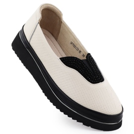 Scarpe in pelle da donna beige perforato filippo