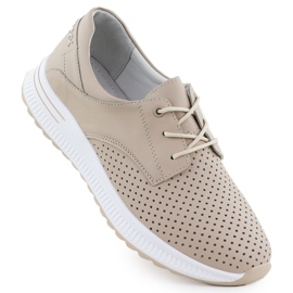 Scarpe in pelle da donna Openwork Beige Filippo DP6022