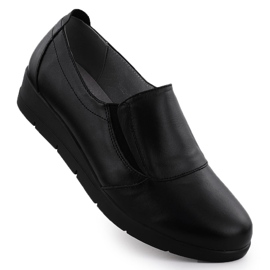 Scarpe in pelle da donna con spicchi scivolati sabatina neri jhy203 nero