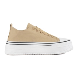 Sneakers da donna beige con suola spessa