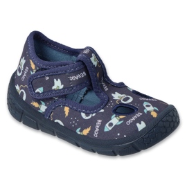 Ciabatte per bambini Befado blu navy con velcro 630P018 Soft-B
