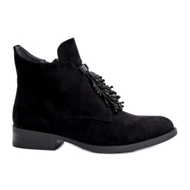 S.Barski Stivali da donna isolati con un ornamento con cerniera S. Barski Hy42-715 Nero