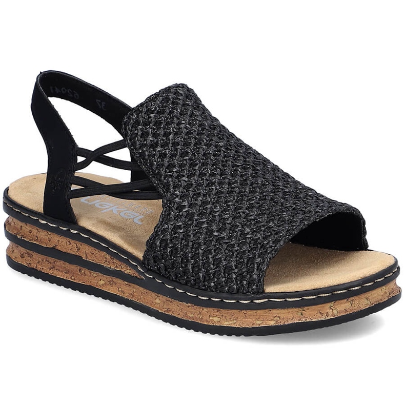 Sandali da donna su Wedgets Black Rieker 62941-00 nero