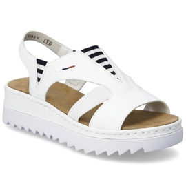 Sandali da donna con spicchi slittati rieker bianchi v44y5-80 bianco