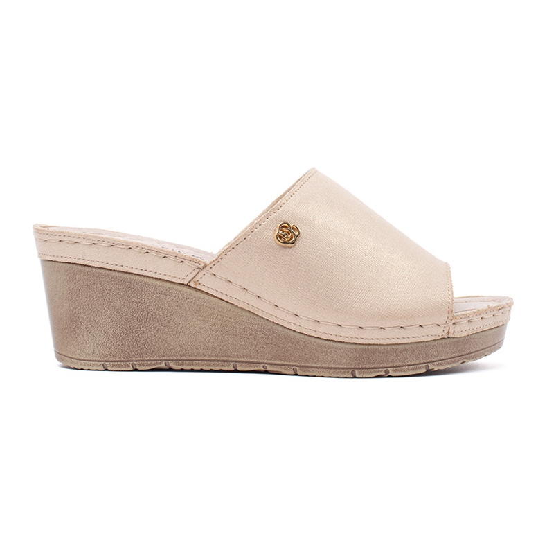Goodin Flip -flip di Golden Women on Wedge beige