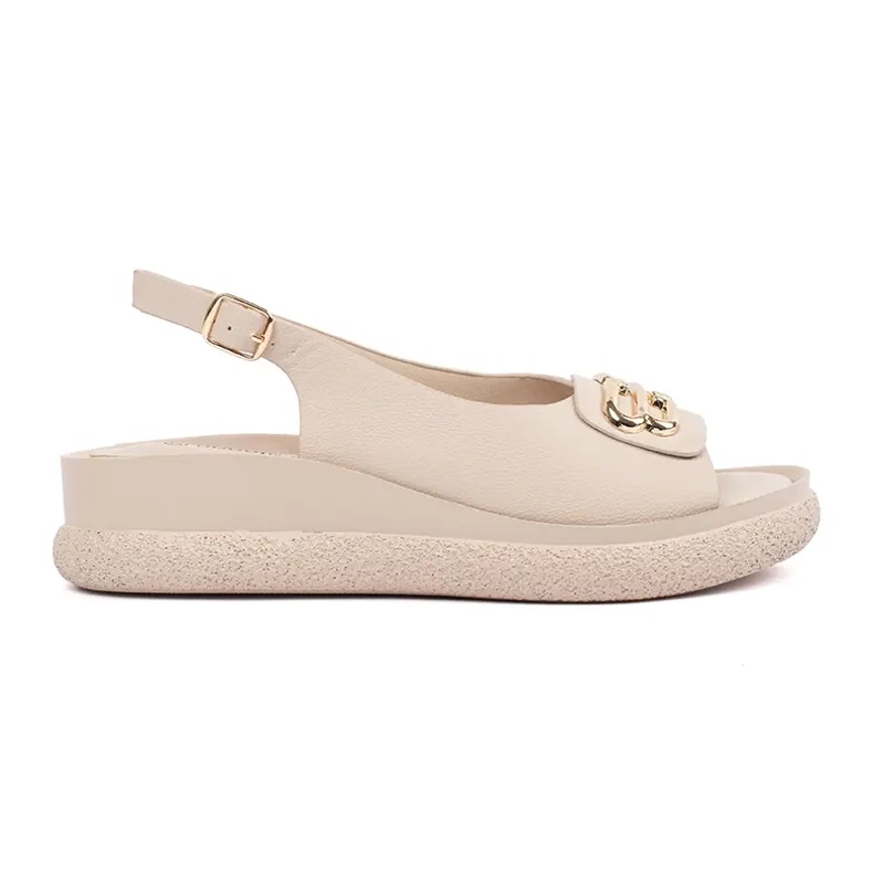 Goodin Sandali piatti beige con un ornamento