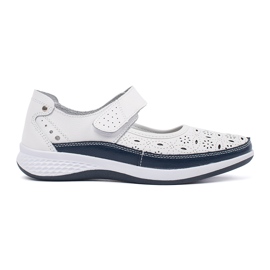 Goodin Sandali in pelle bianca e blu navy lasciati cadere