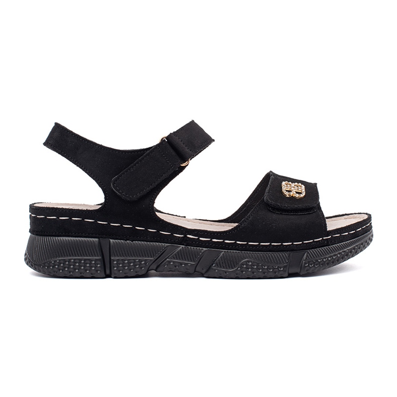 Goodin Sandali femminili neri con un ornamento nero