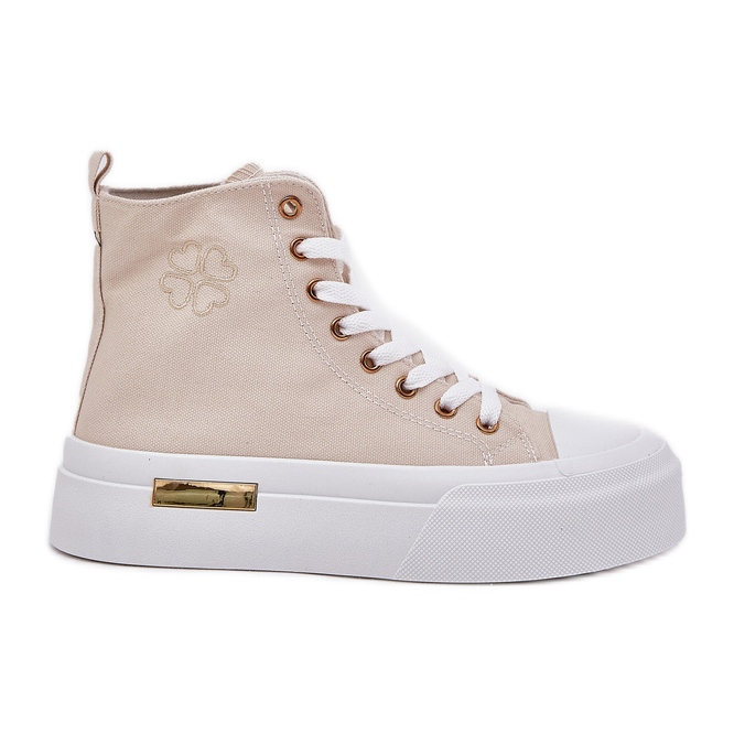 Sneaker da donna alte sulla piattaforma beige