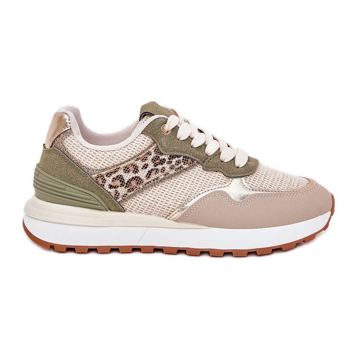 Scarpe sportive da donna con stampa leopardata sulla piattaforma verde