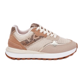 Scarpe sportive femminili su piattaforma di animali beige