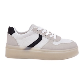 Sneakers Basse da Donna con Plateau, Colore Bianco bianca