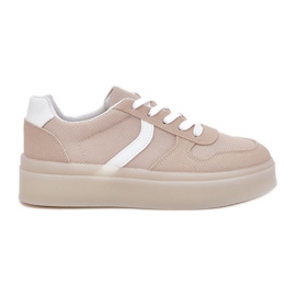 Sneakers Basse da Donna con Plateau, Beige