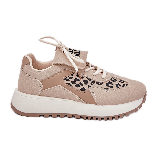Scarpe sportive da donna da donna sulla piattaforma leopardo beige