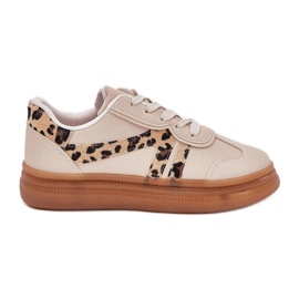 Sneaker femminili sulla piattaforma leopardo beige