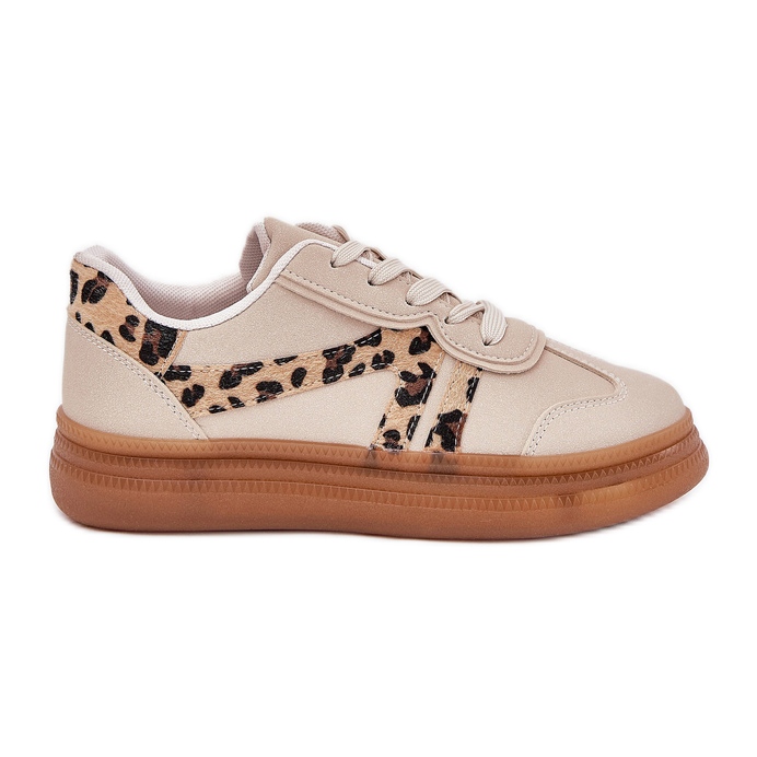 Sneaker femminili sulla piattaforma leopardo beige