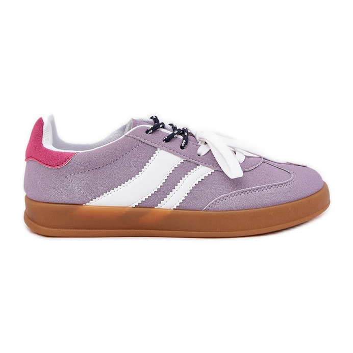 Sneaker da donna bassa con allacciatura doppia viola