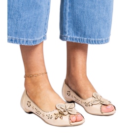 Ballerine openwork beige con punta aperta