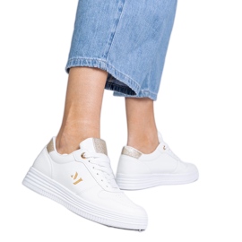 Sneaker bianche da donna con glitter dorati bianco