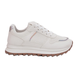 Scarpe sportive da donna con plateau bianche bianco