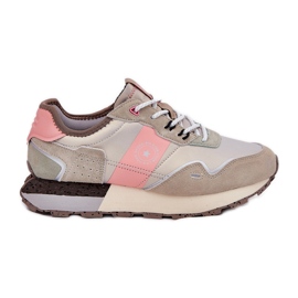 Sneakers in pelle scamosciata femminile Big Star RR274243 Sistema di rosa grigio hi-poli