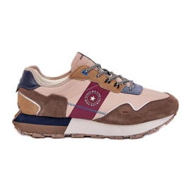 Big Star Sneakers in pelle scamosciata maschile sulla grande star RR174475 Sistema beige hi-poli