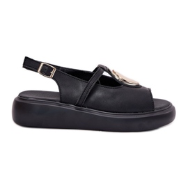Cuoio sandali femminili eleganti S.Barski Gr51-603 Nero