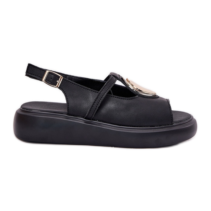 Cuoio sandali femminili eleganti S.Barski Gr51-603 Nero