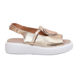 Cuoio sandali femminili eleganti S.Barski Gr51-603 Zlotys d'oro