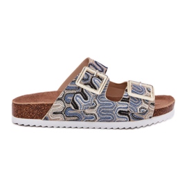 S.Barski Infradito da donna con fibbie e glitter S. Barski RB51-006 beige