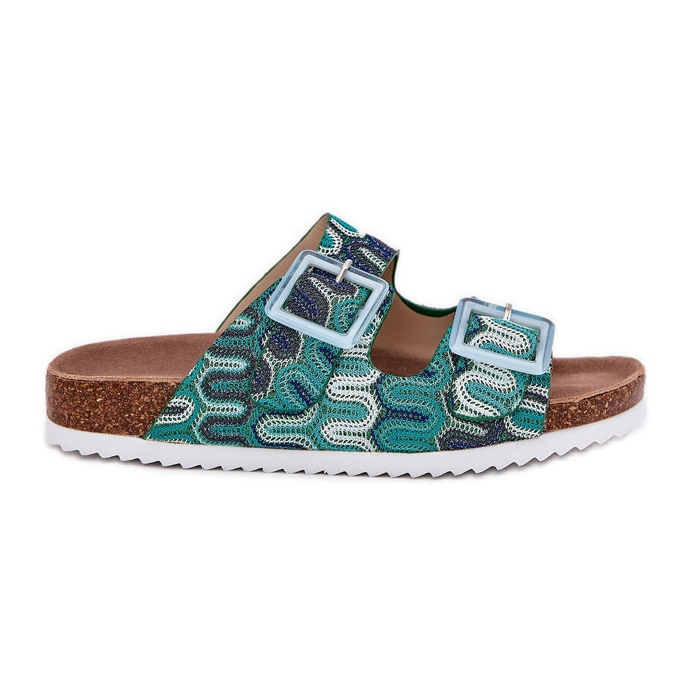 Infradito da donna con fibbie e glitter s.barski rb51-006 verde
