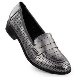 Scarpe da donna Lords Openwork Metallic Silver Potocki 12581 argento