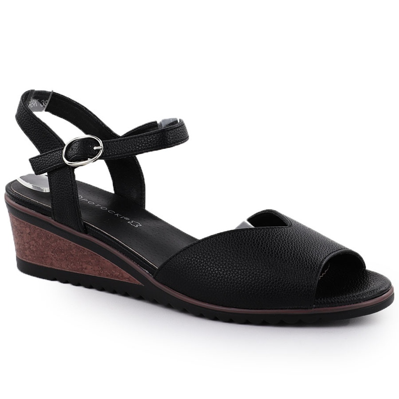 Sandali da donna con zeppe Black Potocki 12624 nero