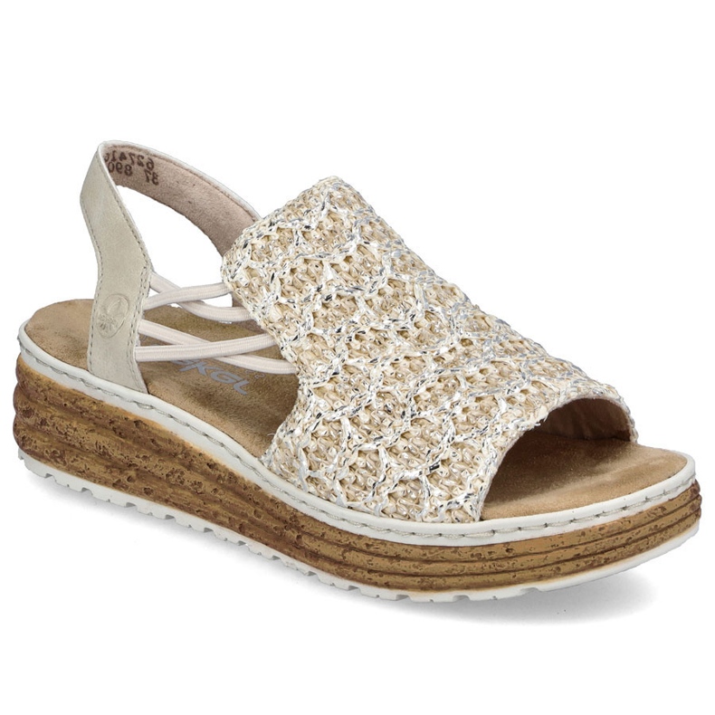 Sandali da donna sulla banda della piattaforma Beige Rieker 62741-60