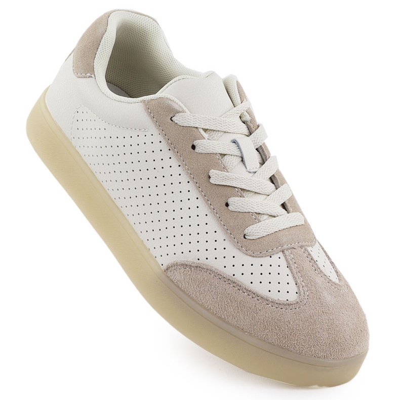 Scarpe sportive in pelle da donna perforata Beige Sergio Leone SP-118