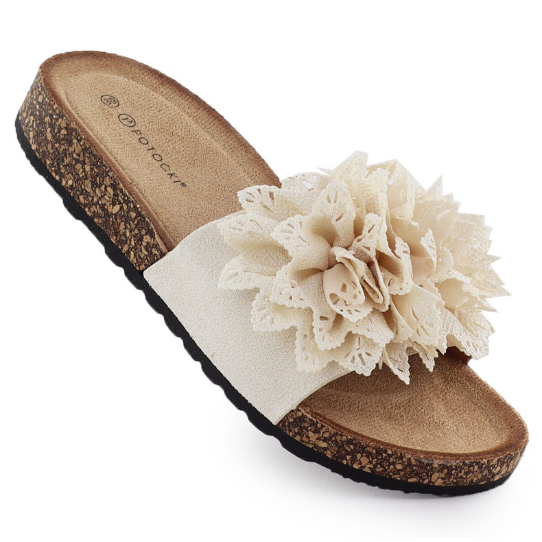 Infradito da donna con fiori beige potocki gn17301