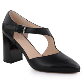 Pompe in pelle sulle scarpe pilastri con Black Vinceza 91133 Strip nero