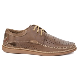 Olivier Scarpe estive in pelle maschile 206L con perforazione marrone chiaro