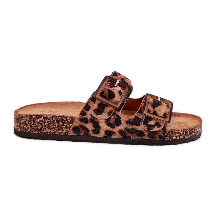 Infradito da donna con morsetti sulla sola tappa marrone leopardo