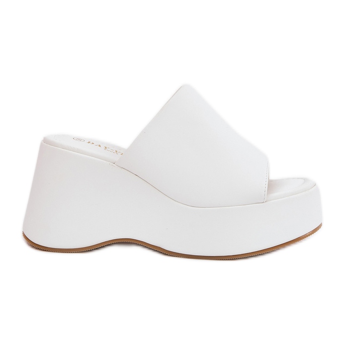 Slifor da donna in pelle Eco sulla piattaforma e zeppe bianche bianca