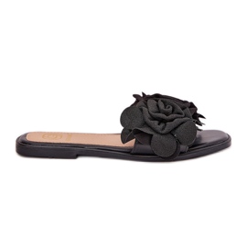 Flip di donne a ruote piatte con fiori decorativi neri nero