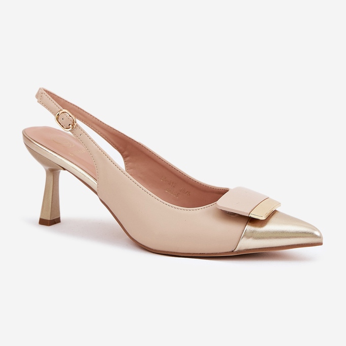 Eleganti tacchi alti con beige in pelle eco