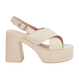 Sandali femminili sul palo e la piattaforma con Eco Leather Blue beige