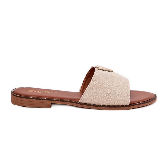 Flop da donna a copertura piatta con dettagli decorativi beige