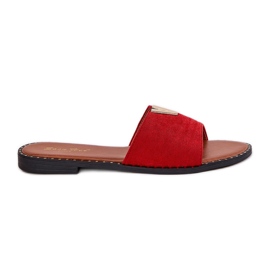 Flip da donna a ruote piatte con dettagli rossi decorativi rosso